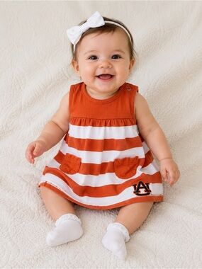 Striped Auburn-Inspired Sleeveless Toddler Dress